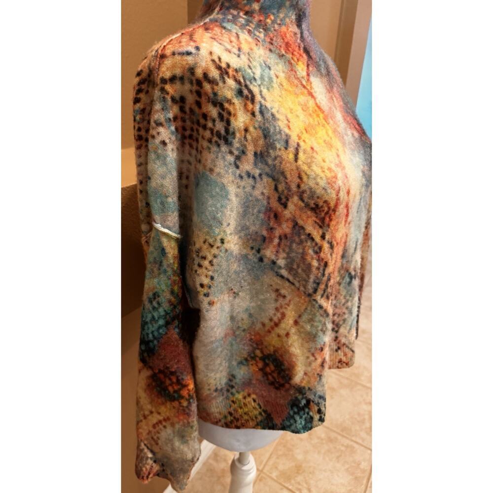 PILCRO Anthropologie Alani 100% Cashmere Mock-Neck Sweater Snakeskin Rainbow S - Picture 4 of 8